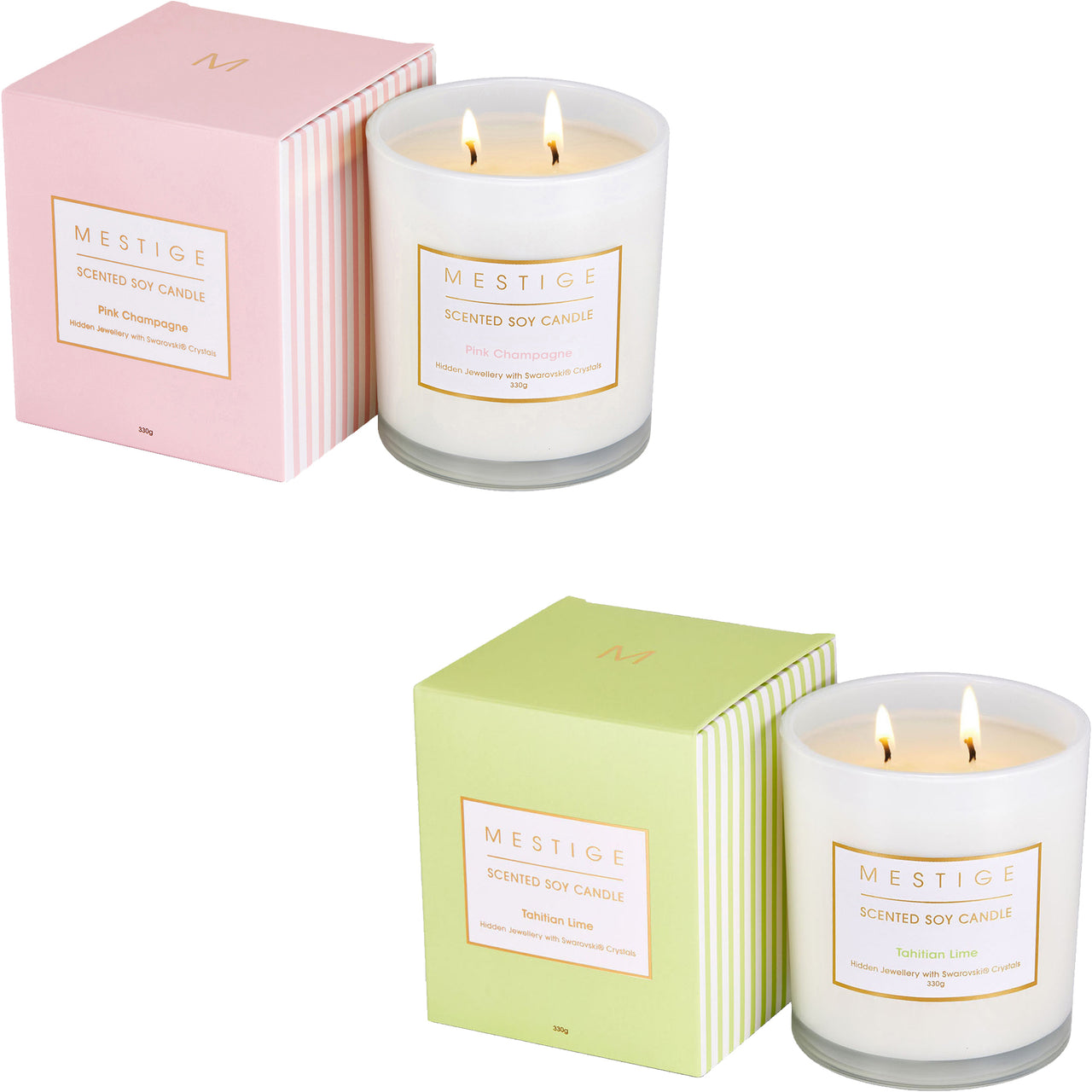 2 Piece Pink Champagne & Tahitian Lime Candle & Gift Set