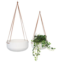 Thumbnail for 2 Piece White Hanging Planter with Tan Strap Set