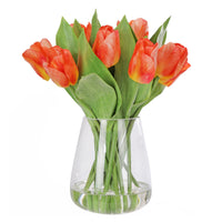 Thumbnail for 37cm Orange Faux Garden Tulip Bouquet in Glass Vase