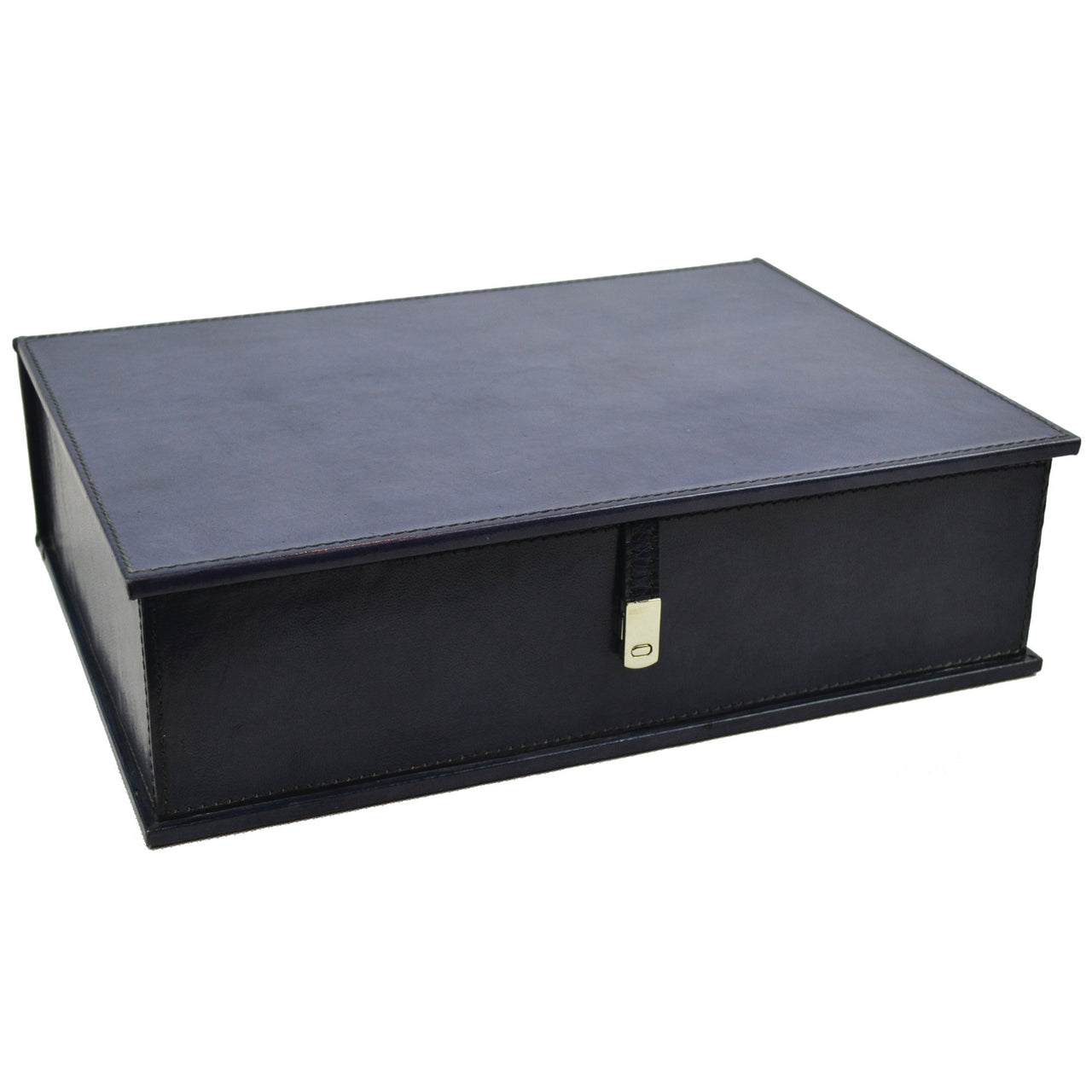 Blue Pancho Leather Document Box