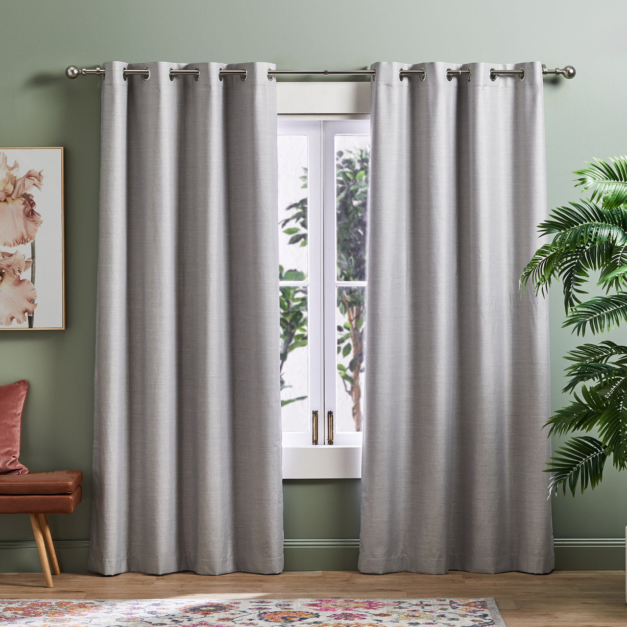 Light Grey Lexington Eyelet Blockout Curtains (Set of 2)