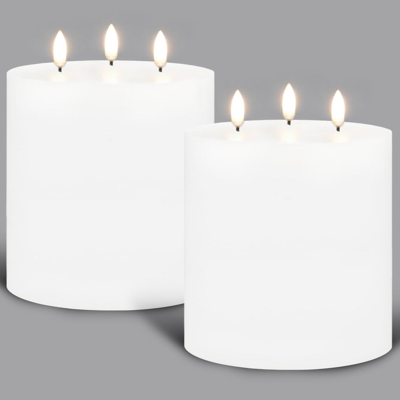 Medium Uyuni Triple Wick LED Wax Pillars (Set of 2)