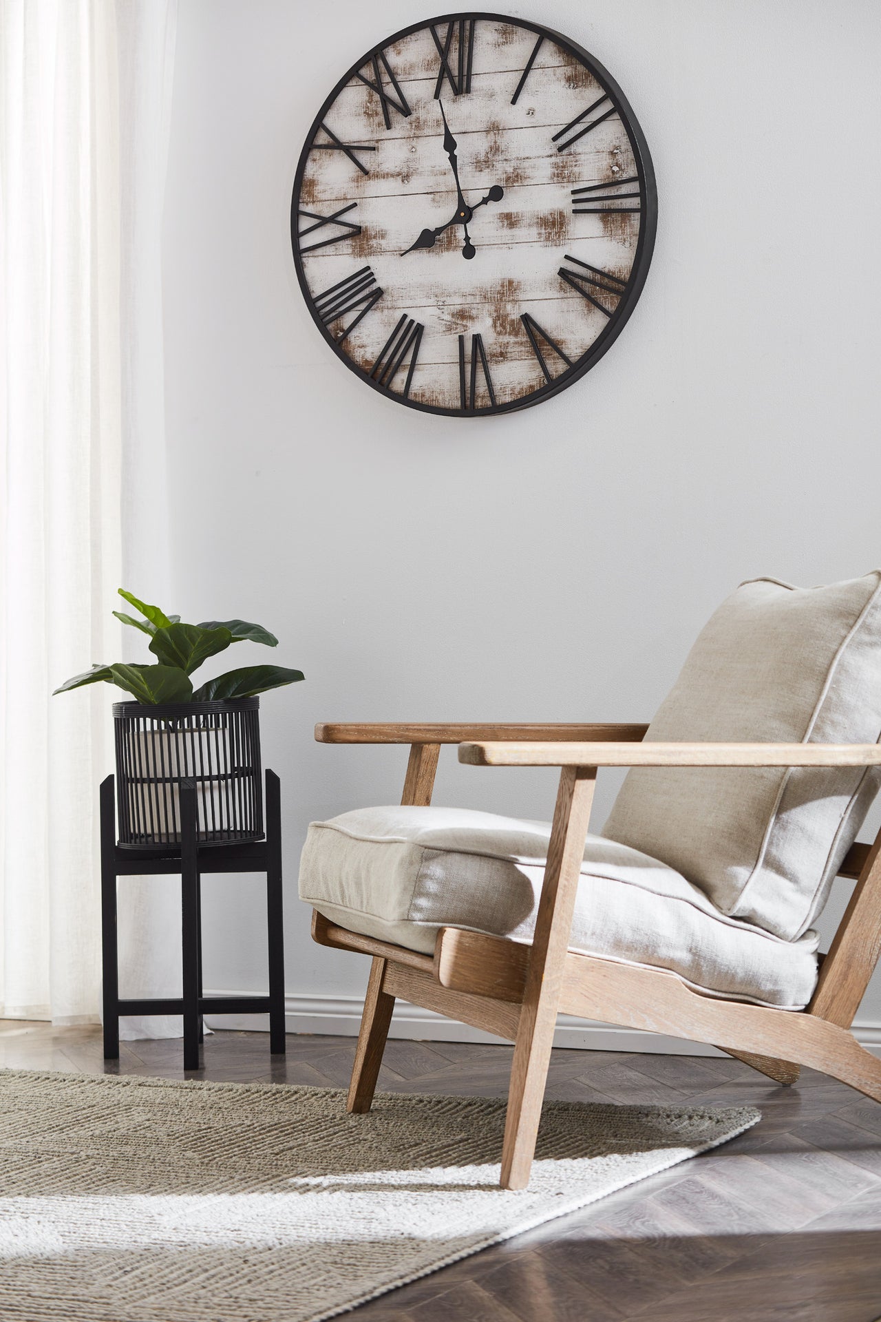 Coila Solid Oak & Linen Leisure Armchair