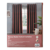 Thumbnail for Rust Byron Matt Velvet Eyelet Blockout Curtains (Set of 2)