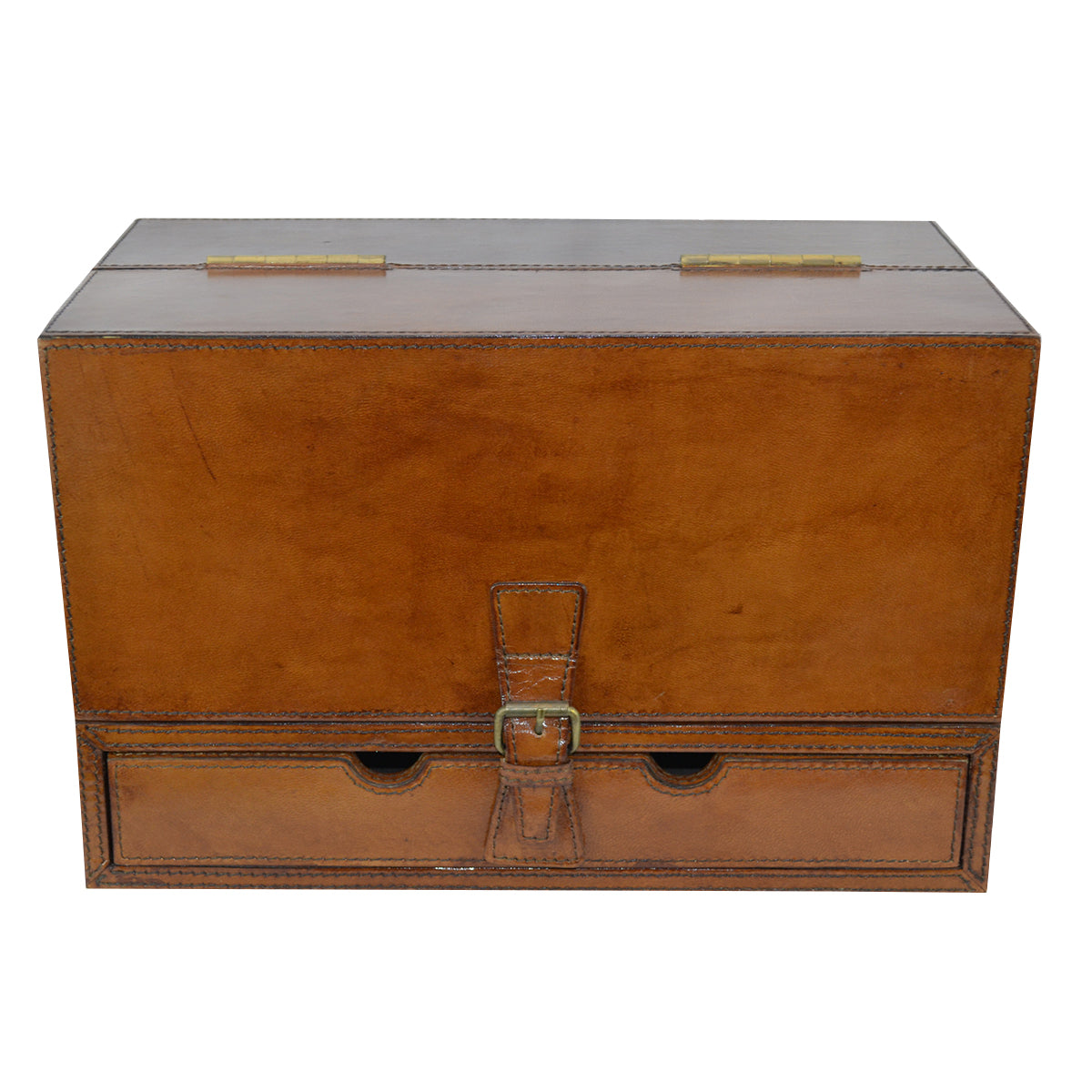 Tan Leather Stationery Box