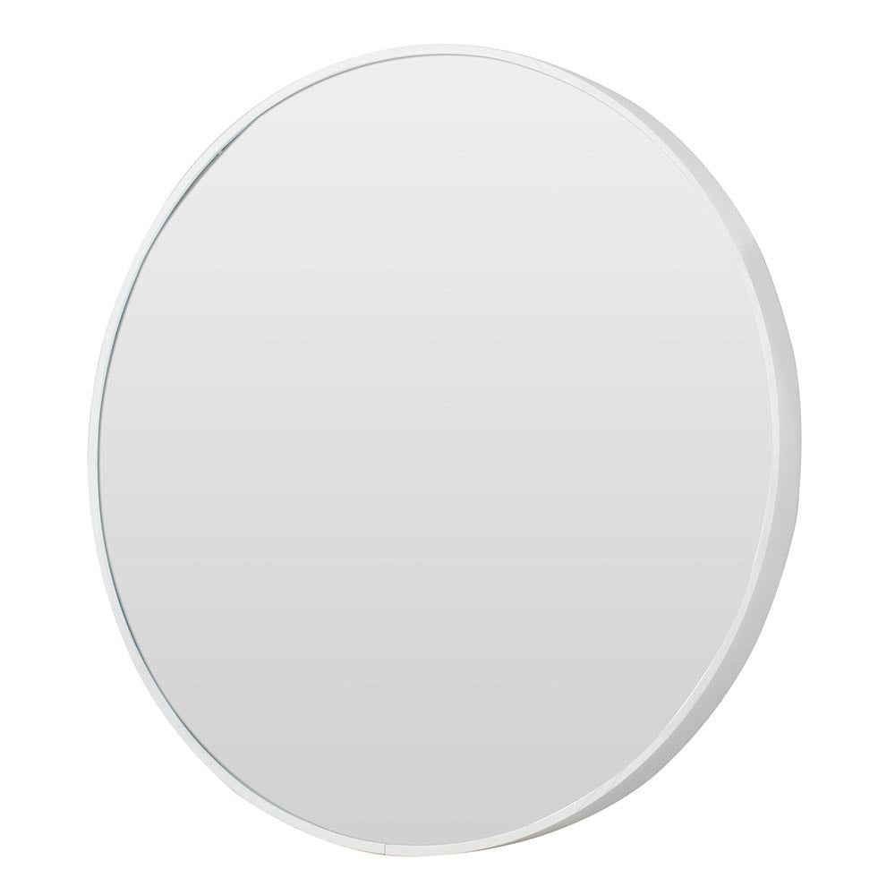 White Tate Round Metal Framed Wall Mirror