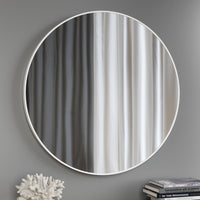 Thumbnail for White Tate Round Metal Framed Wall Mirror