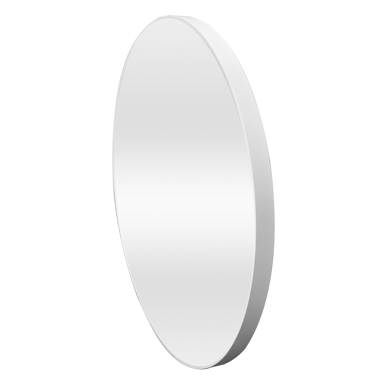 White Tate Round Metal Framed Wall Mirror
