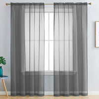 Thumbnail for Dark Grey Luxton Rod Pocket Voile Sheer Curtains (Set of 2)