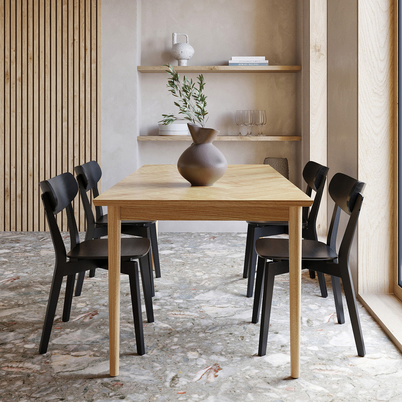 Dion Oak Veneer Parquet Dining Table