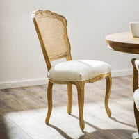 Thumbnail for French Country Linen Dining Chair With Rattan Back (Set of 2)