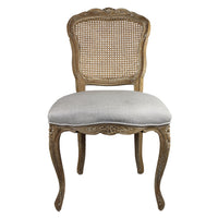 Thumbnail for French Country Linen Dining Chair With Rattan Back (Set of 2)