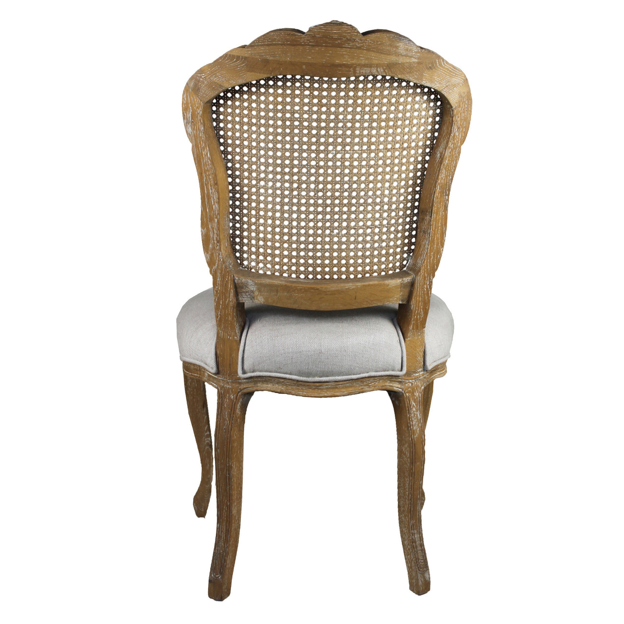 French Country Linen Dining Chair With Rattan Back (Set of 2)