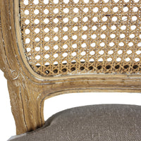 Thumbnail for French Country Linen Dining Chair With Rattan Back (Set of 2)