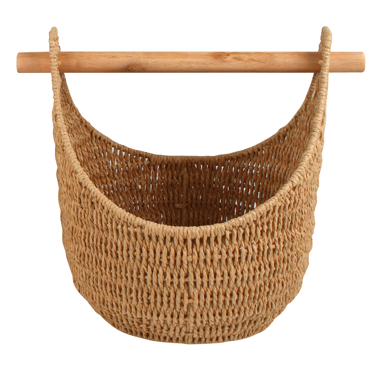 Hazel Rattan Storage Basket with Removable Pole Handle