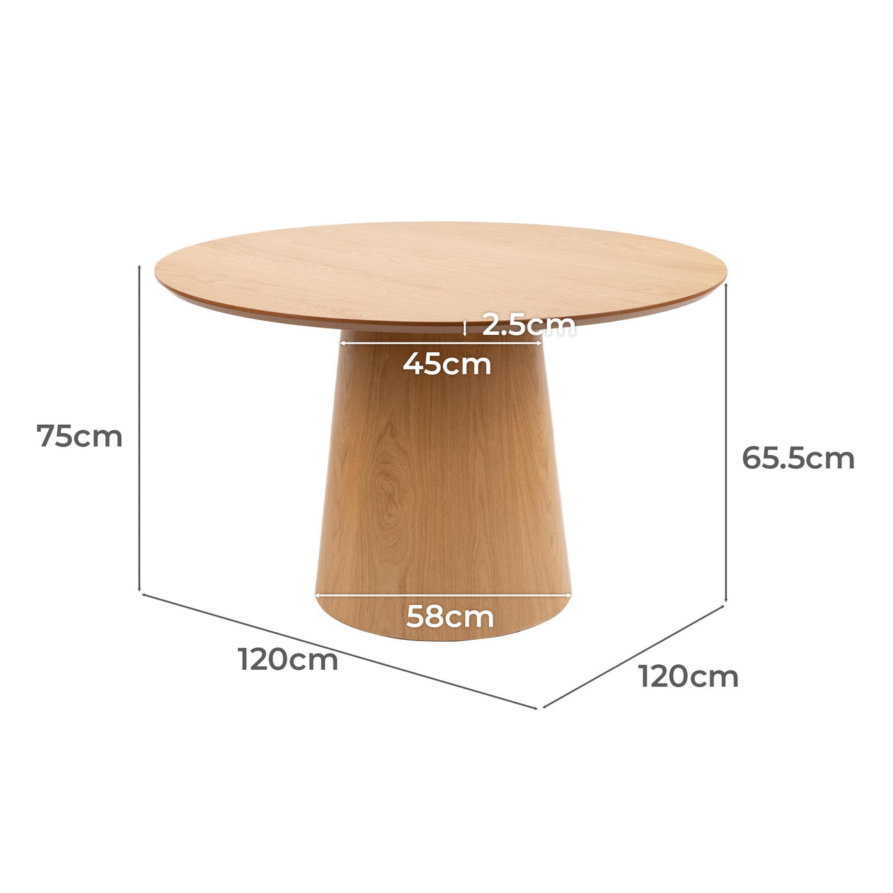 Ruben 120cm Round Oak Dining Table