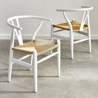 Thumbnail for White & Natural Hans Wegner Replica Wishbone Chairs (Set of 2)