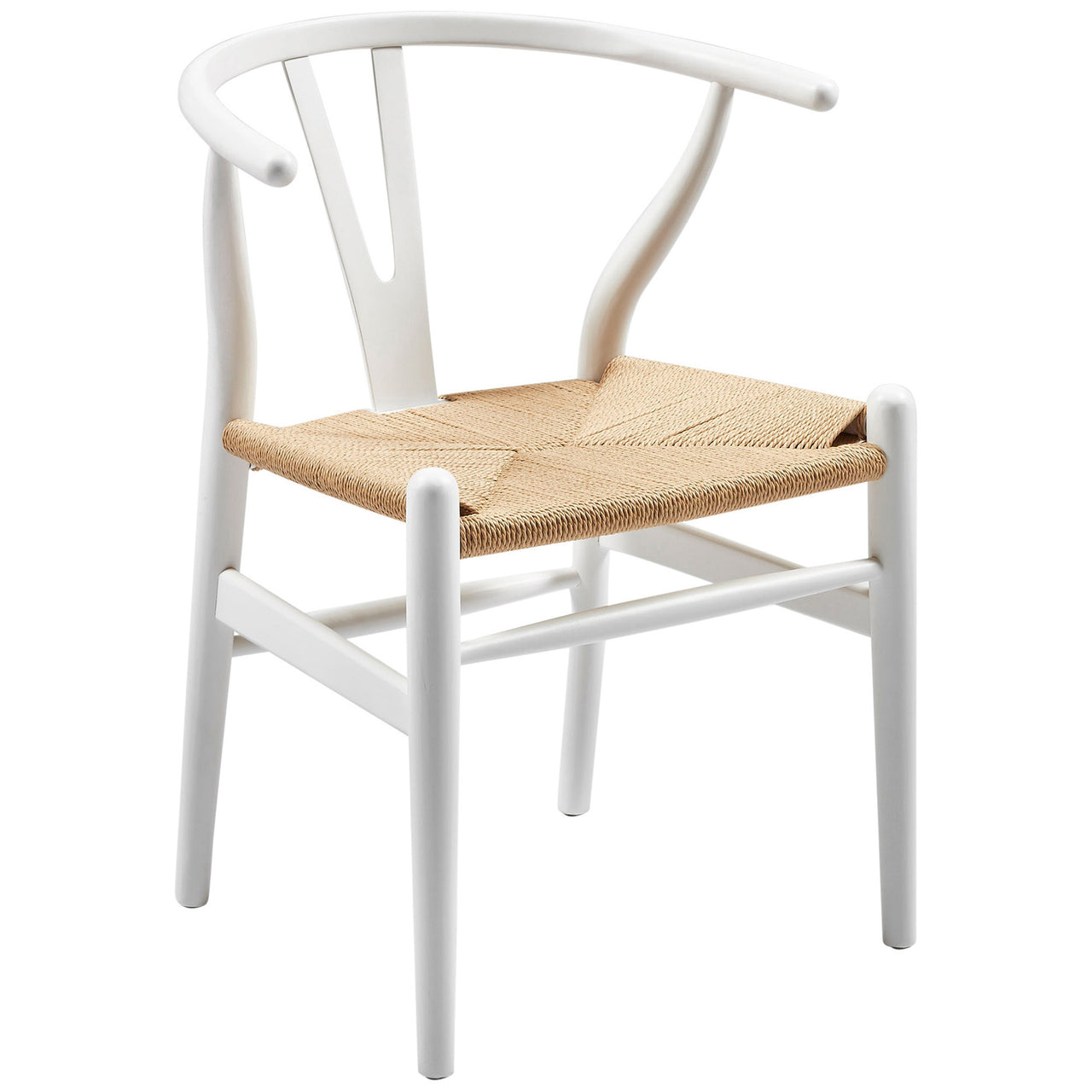 White & Natural Hans Wegner Replica Wishbone Chairs (Set of 2)