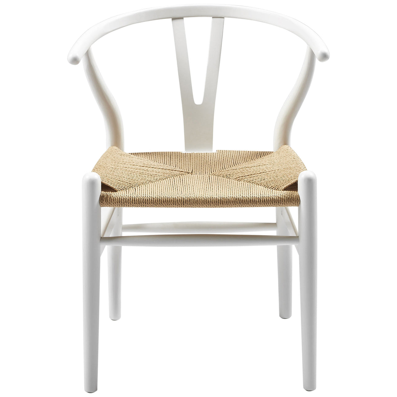 White & Natural Hans Wegner Replica Wishbone Chairs (Set of 2)