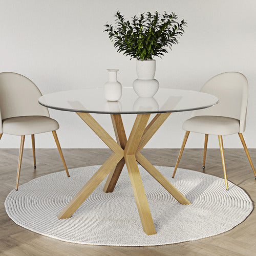 120cm Charlie Round Glass Dining Table